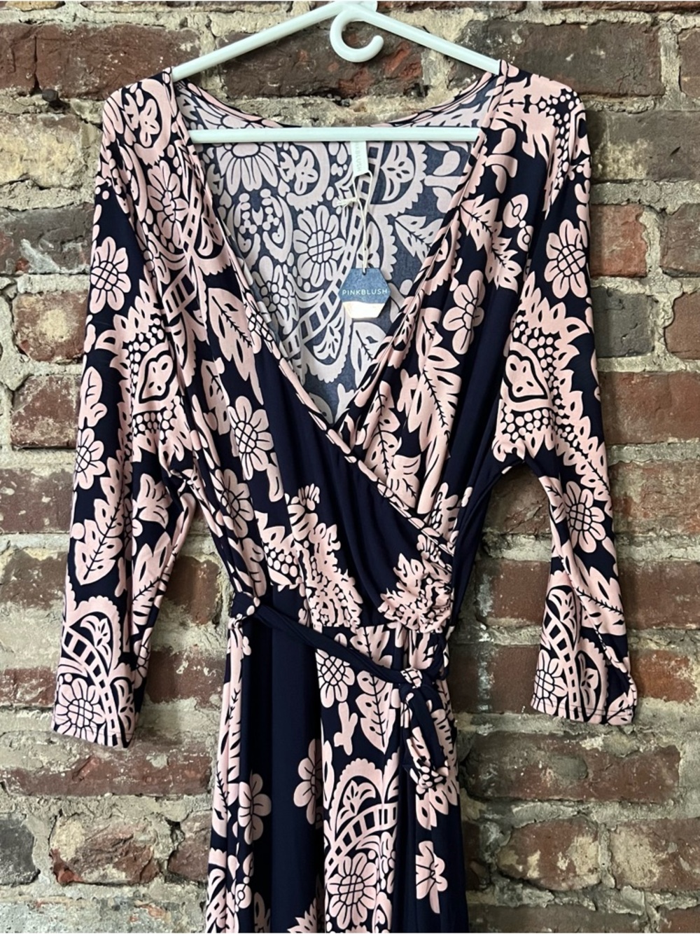 Pinkblush Navy and Blush Floral Wrap Maxi Dress - Picture 4 of 5